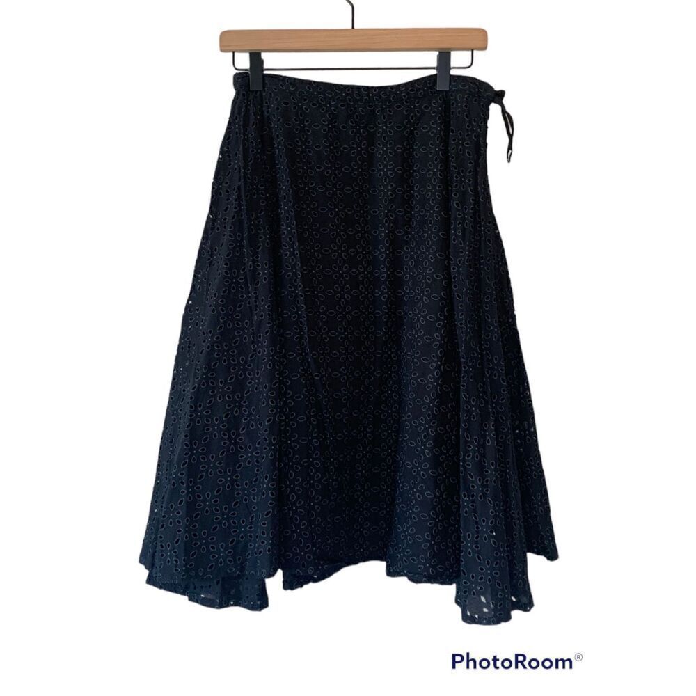 Jasmine KC Women's Black Eyelet A-Line Midi Skirt Size S
